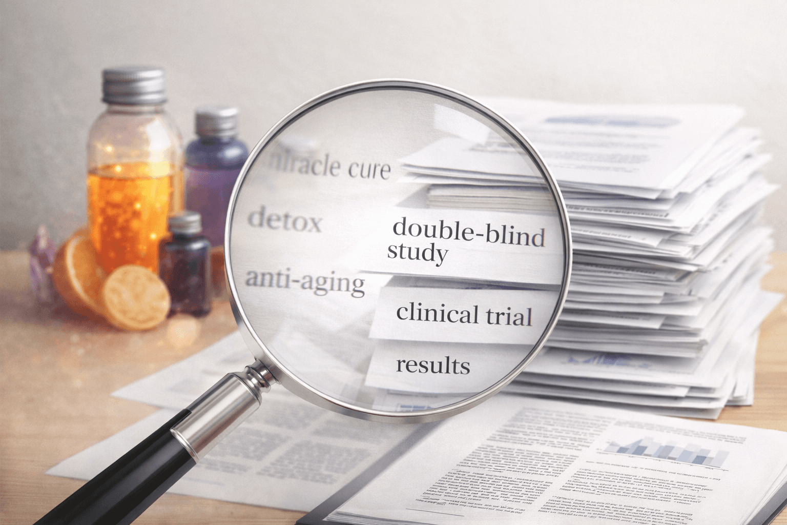 Research-backed anti-aging evidence review concept