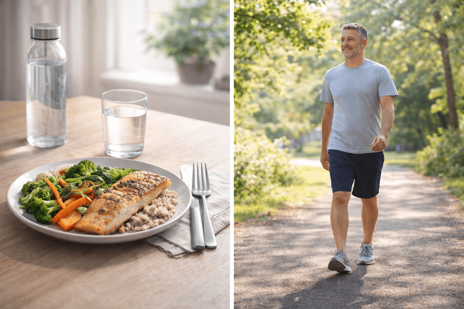 Balanced fasting day with hydration movement and meal timing
