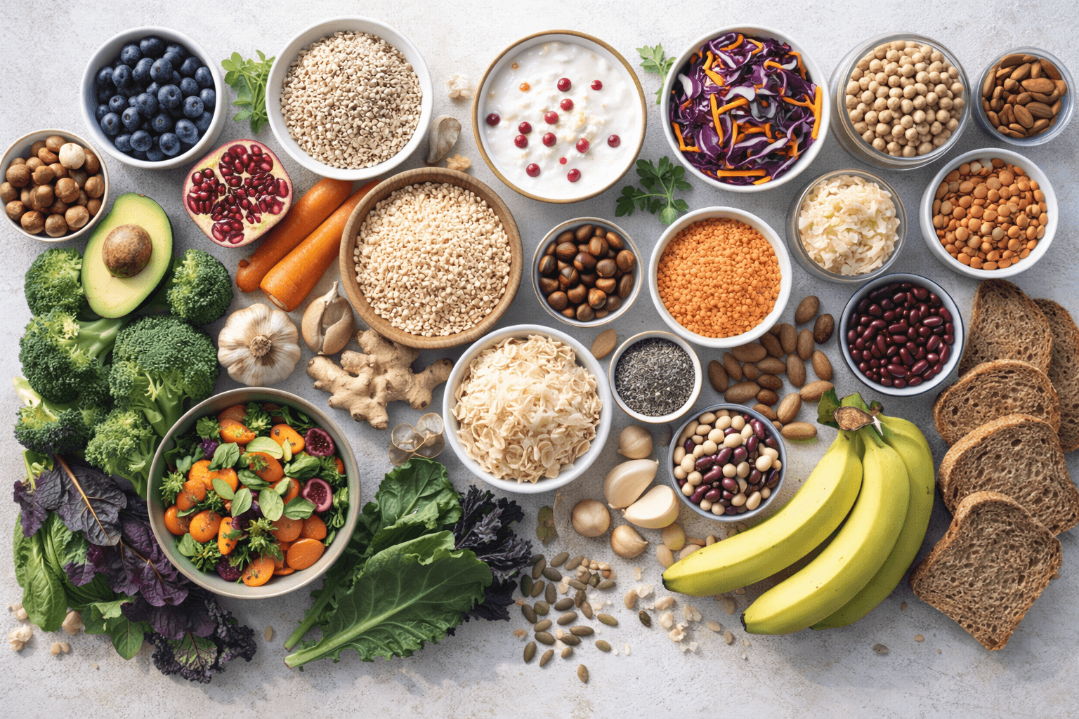 Fiber-rich and fermented foods for microbiome diversity