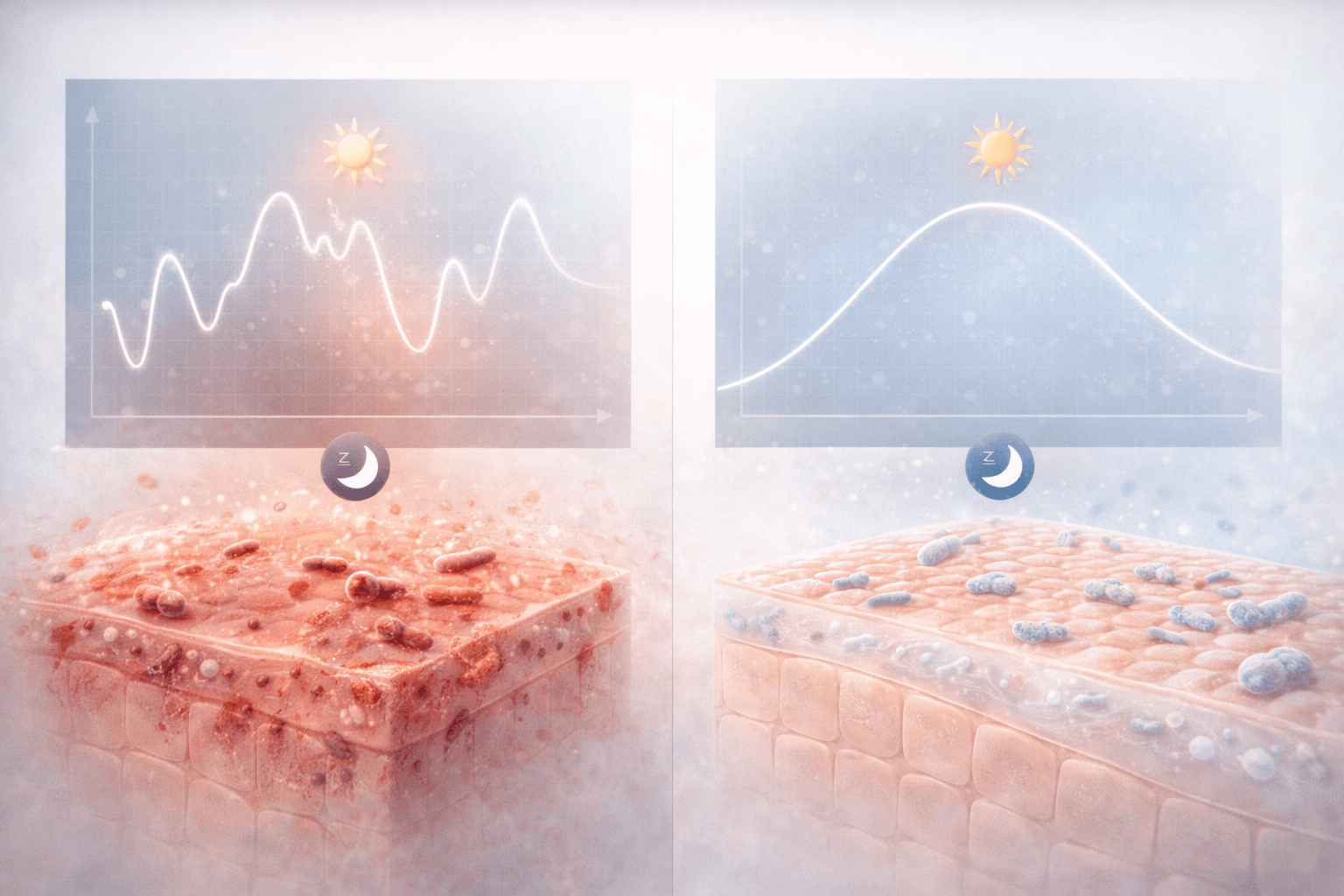 Cortisol rhythm balance and skin barrier health visualization