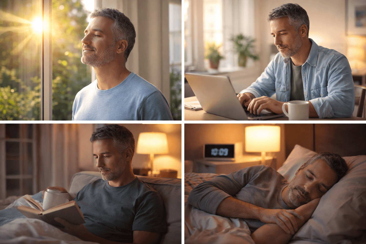 Practical circadian routine with morning light and evening wind-down